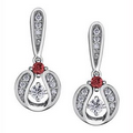 Diamond Drop Earrings in 14K White Gold with Ruby Accent (0.121 CT. T.W.)